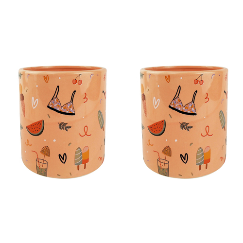 2x Urban Summer Fun 16cm Ceramic Planter Flower Pot - Medium