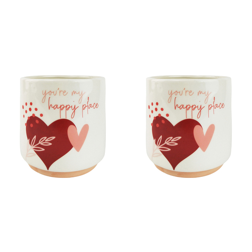 2x Urban 13cm Ceramic Planter Youre My Happy Place Small - Pink