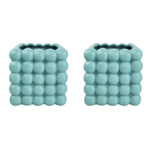 2x Urban Addie Bubble 13cm Ceramic Planter Pot Small - Ocean