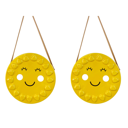 2x Urban Sun 17cm Ceramic Hanging Planter Flower Pot - Yellow