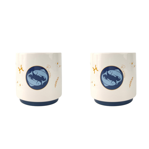 2x Urban Pisces Zodiac 13cm Ceramic Planter Pot Small - Blue