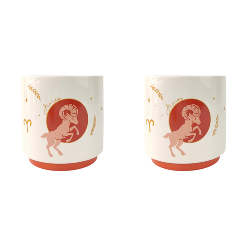 2x Urban Aries Zodiac 13cm Ceramic Planter Pot Small - Pink