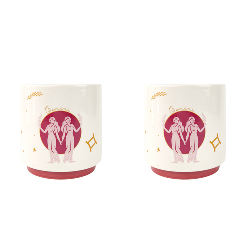 2x Urban Gemini Zodiac 13cm Ceramic Planter Pot Small - Purple