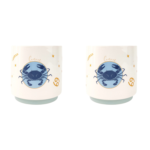 2x Urban Cancer Zodiac 13cm Ceramic Planter Pot Small - Blue