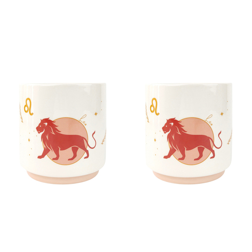 2x Urban Leo Zodiac 13cm Ceramic Planter Pot Small - Pink