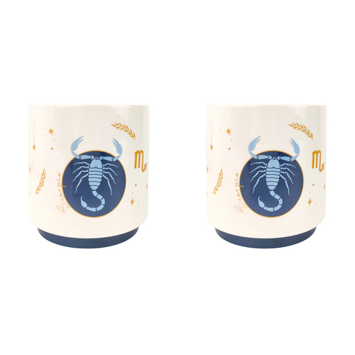2x Urban Scorpio Zodiac 13cm Ceramic Planter Pot Small - Blue