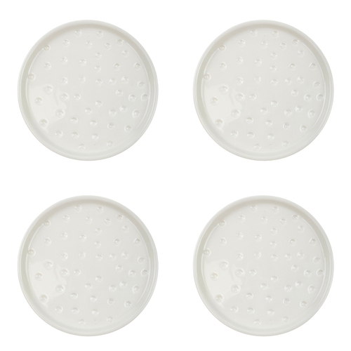 4x Urban 14cm Spotted Ceramic Saucer Home/Garden Plant Plate Small White