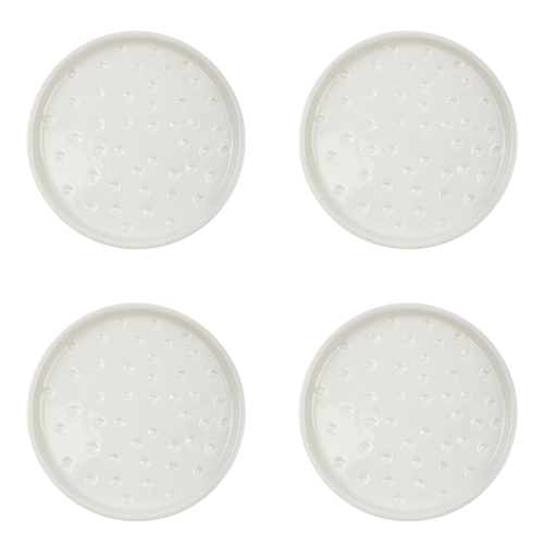 4x Urban 14cm Spotted Ceramic Saucer Home/Garden Plant Plate Small White