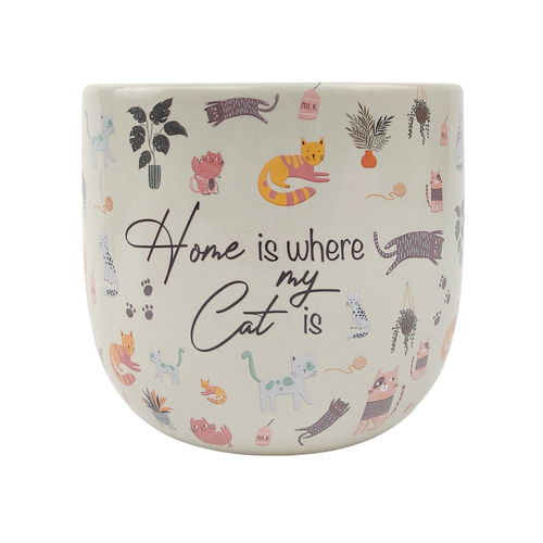 Urban Home Is Where My Cat Is 14cm Ceramic Planter Plant Pot - Medium