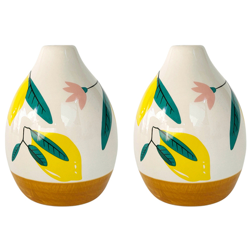 2PK Urban Evergreen 13cm Ceramic Vase Decor - Green/Yellow