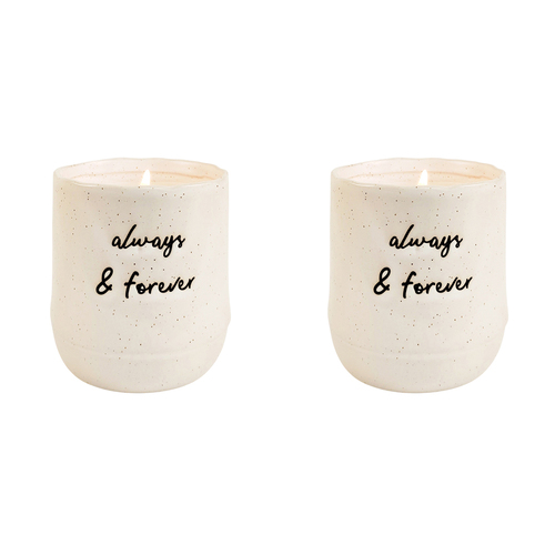 2x Urban Positivity Quote 9cm Vanilla Wax Candle Always & Forever - White