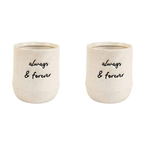 2x Urban 11cm Ceramic Always Forever Planter Home/Garden Decor - White
