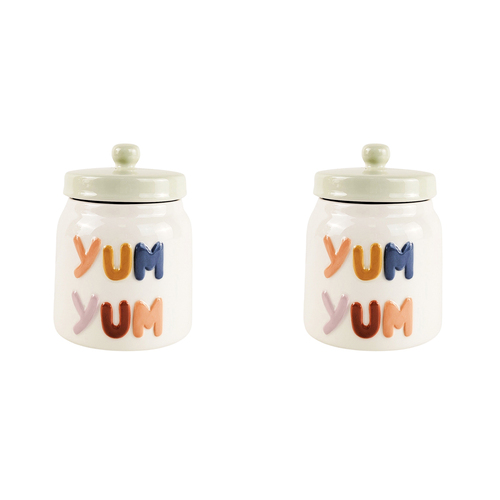 2x Urban 14cm Ceramic Yum Yum Treats/Snacks Jar Container - White