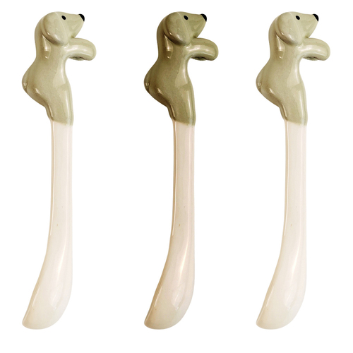 3x Urban Dog 12cm Ceramic Hanging Spoon For Mug - Sage