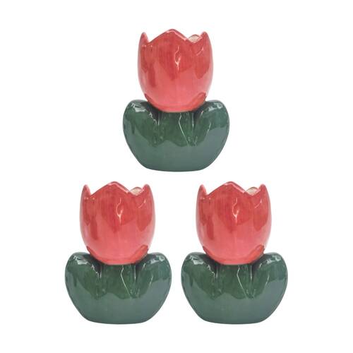 3PK Urban Tulip Vase Red 14cm Decorative Home Kitchen/Lounge Decor