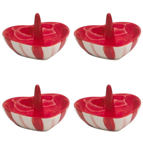 4PK Urban Heart Ring Holder Red Pink 9cm Decorative Home Decor