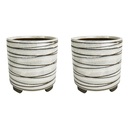 2x Urban Gwen 16cm Ceramic Planter w/ Legs Medium - White/Brown