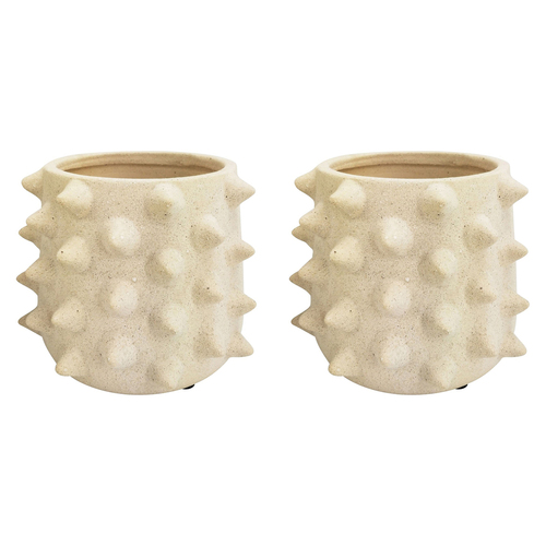 2x Urban Isaac Spike 14cm Ceramic Planter Pot Medium - White