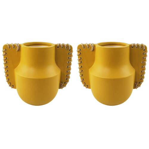2x Urban Ainsley 23cm Ceramic Plant/Flower Vase Display Pot Medium - Mustard