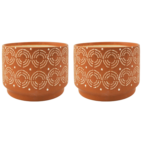 2x Urban Laurie 19cm Ceramic Planter Pot Large - Orange