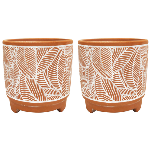 2x Urban Corby Leaf 13cm Ceramic Planter Flower Pot - Terracotta