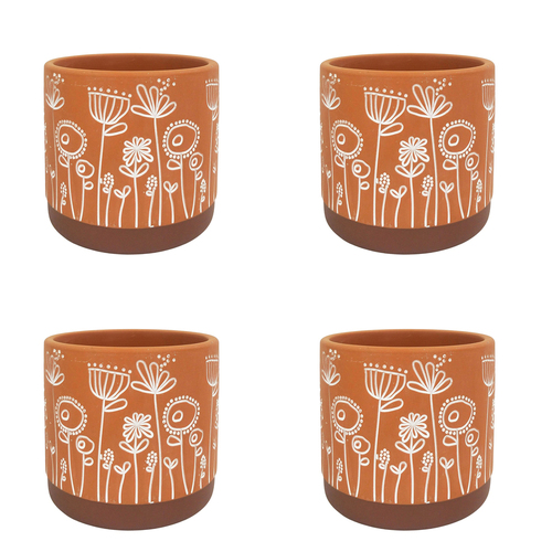 4x Urban Bree 11cm Ceramic Planter Flower Pot Small - Terracotta