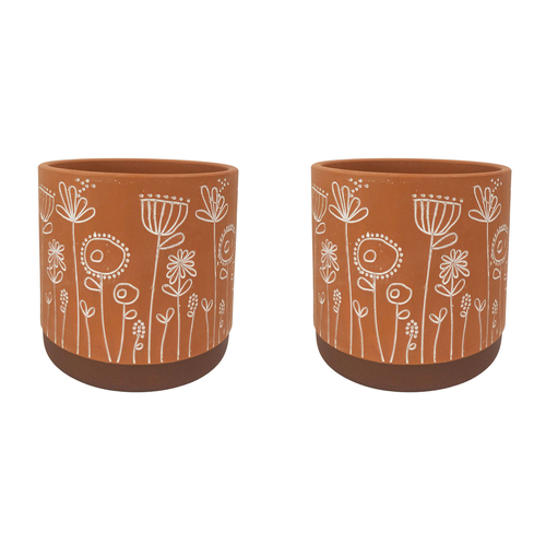 2x Urban Bree 14cm Ceramic Planter Flower Pot Medium - Terracotta