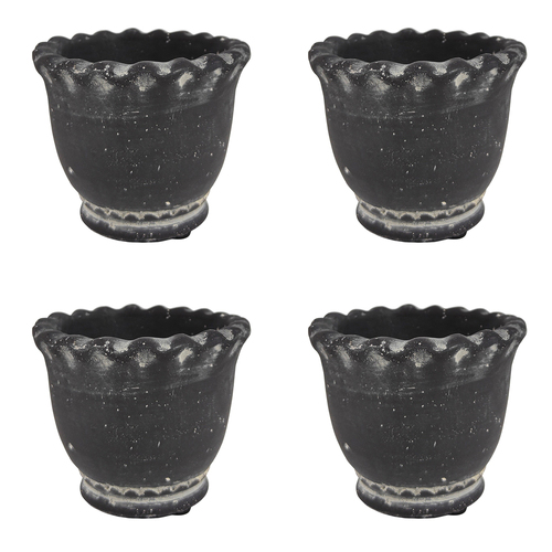 4x Urban Marie 9cm Ceramic Planter Pot Small - Charcoal