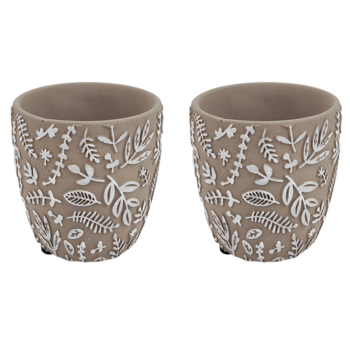 2x Urban Josie 8cm Ceramic Floral Planter Small - Grey/White