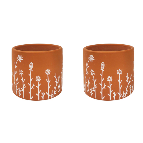 2x Urban Riya 10.5cm Ceramic Plant Pot Planter Small - Terracotta