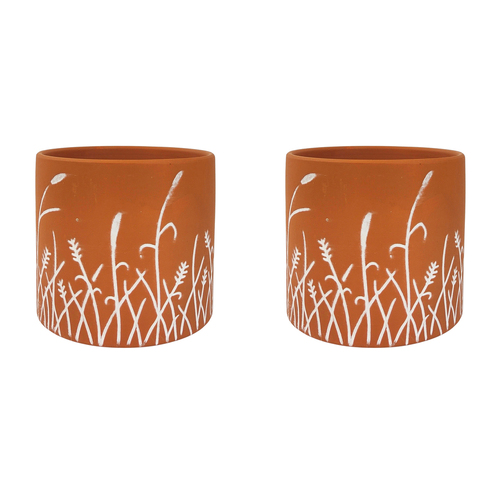 2x Urban Riya 12.5cm Ceramic Plant Pot Planter Medium - Terracotta