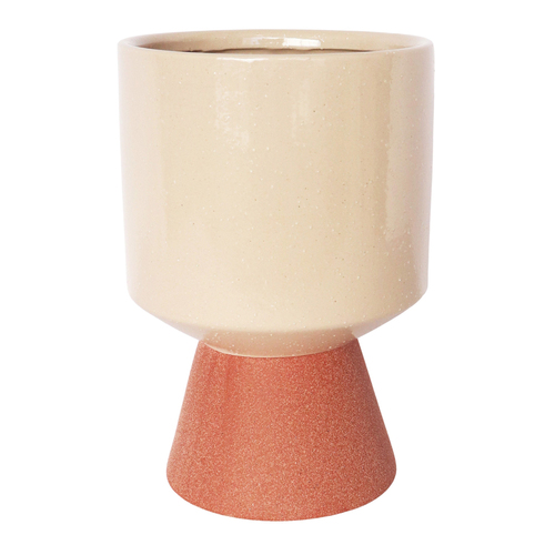 Urban Brynn 24cm Ceramic Tall Planter Pot Large - White/Terracotta