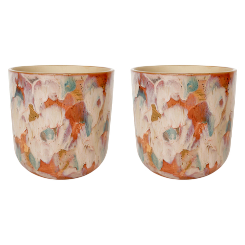 2PK Urban Products 13cm Ceramic Della Artisan Planter Home/Garden Decor - Pink