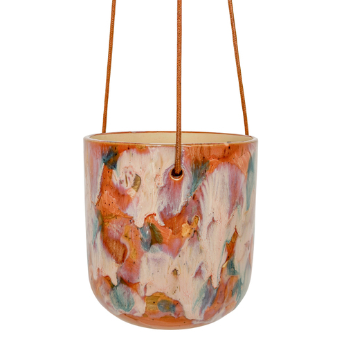 Urban Products 13cm Ceramic Della Artisan Hanging Planter - Pink