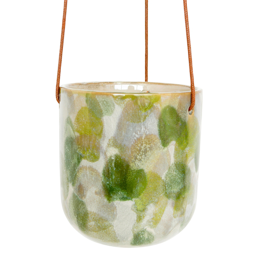 Urban Products 13cm Ceramic Della Artisan Hanging Planter - Green