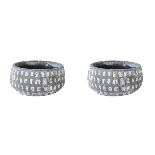 2x Urban Leah Round 17cm Concrete Planter Garden Plant Pot Medium - Black