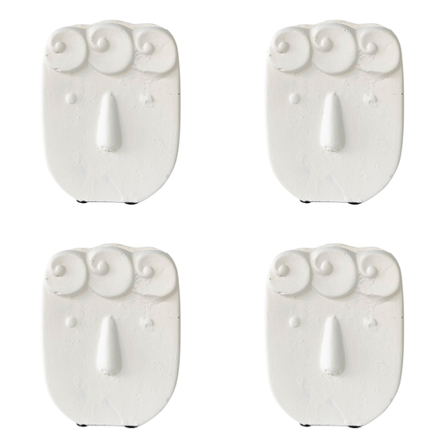 4x Urban Curly Hair Face 14cm Concrete Plant/Flower Vase Display Small - White