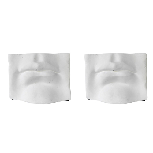 2x Urban Jolie 16x21cm Concrete Mouth Planter Pot - White