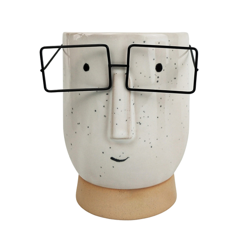 Urban 15cm Blake w/ Glasses Tall Ceramic Planter Garden Plant Pot - White