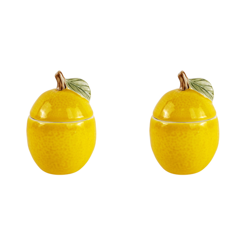 2x Urban 12.5cm Lemon Jar Snacks/Treats Container w/ Lid - Yellow