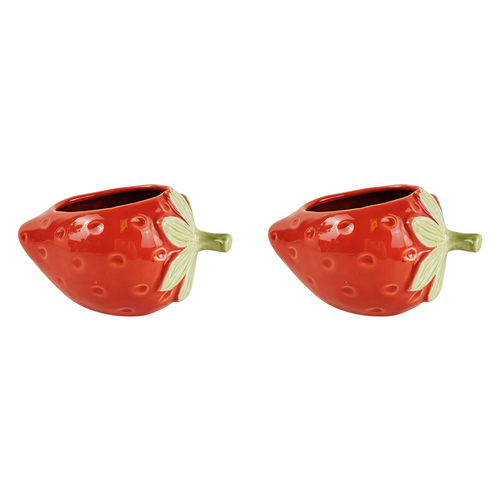 2x Urban 14cm Ceramic Strawberry Planter Home/Garden Decor - Red