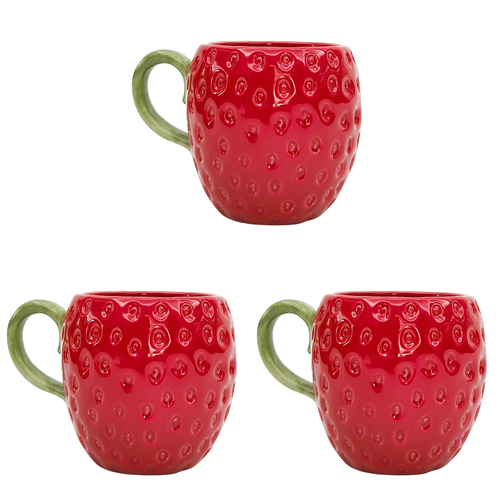 3PK Urban Strawberry Mug Red 10cm Home Kitchen Decor Drinkware