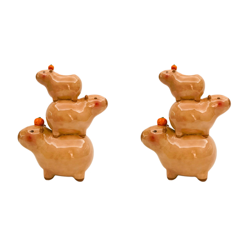 2PK Urban Capybara Family Stack Vase Brown 25cm Decorative Home Decor