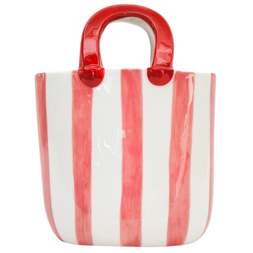 Urban Stripe Handbag Vase Pink 23cm Decorative Home Decor