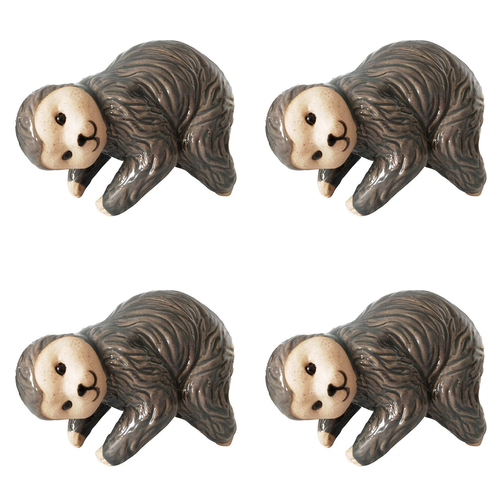 4x Urban 8cm Ceramic Sloth Pot Hanger Figurine - Assorted