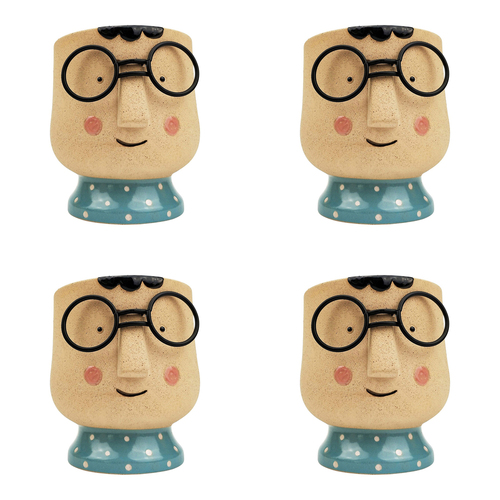 4x Urban Boy 13cm Ceramic Planter Flower/Plant Pot - Sand