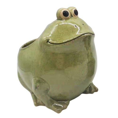 Urban Frog 16cm Ceramic Planter Ornament Display Pot Large - Green