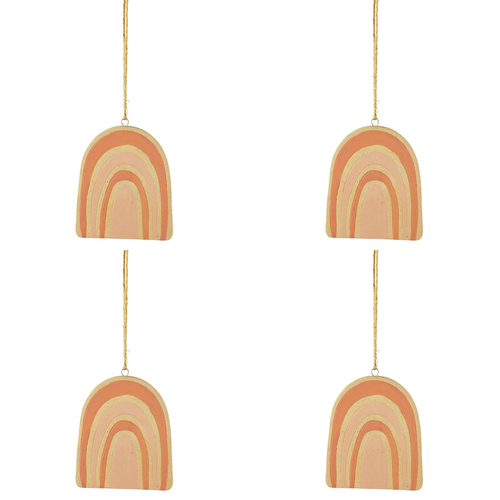 4x Urban 10cm Rainbow Ceramic Garden Hanging Charm - Pink