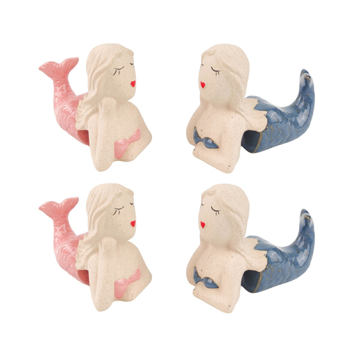 4x Urban 9cm Mermaid Ceramic Pot Hanger Garden Decor - Assorted