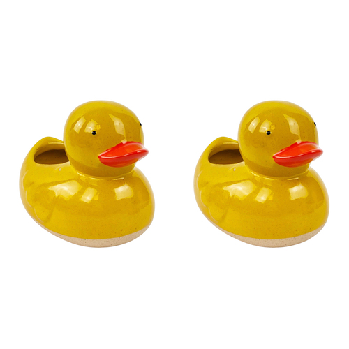 2x Urban 9.5cm Ducky Ceramic Planter Garden Plant Pot Small - Yellow